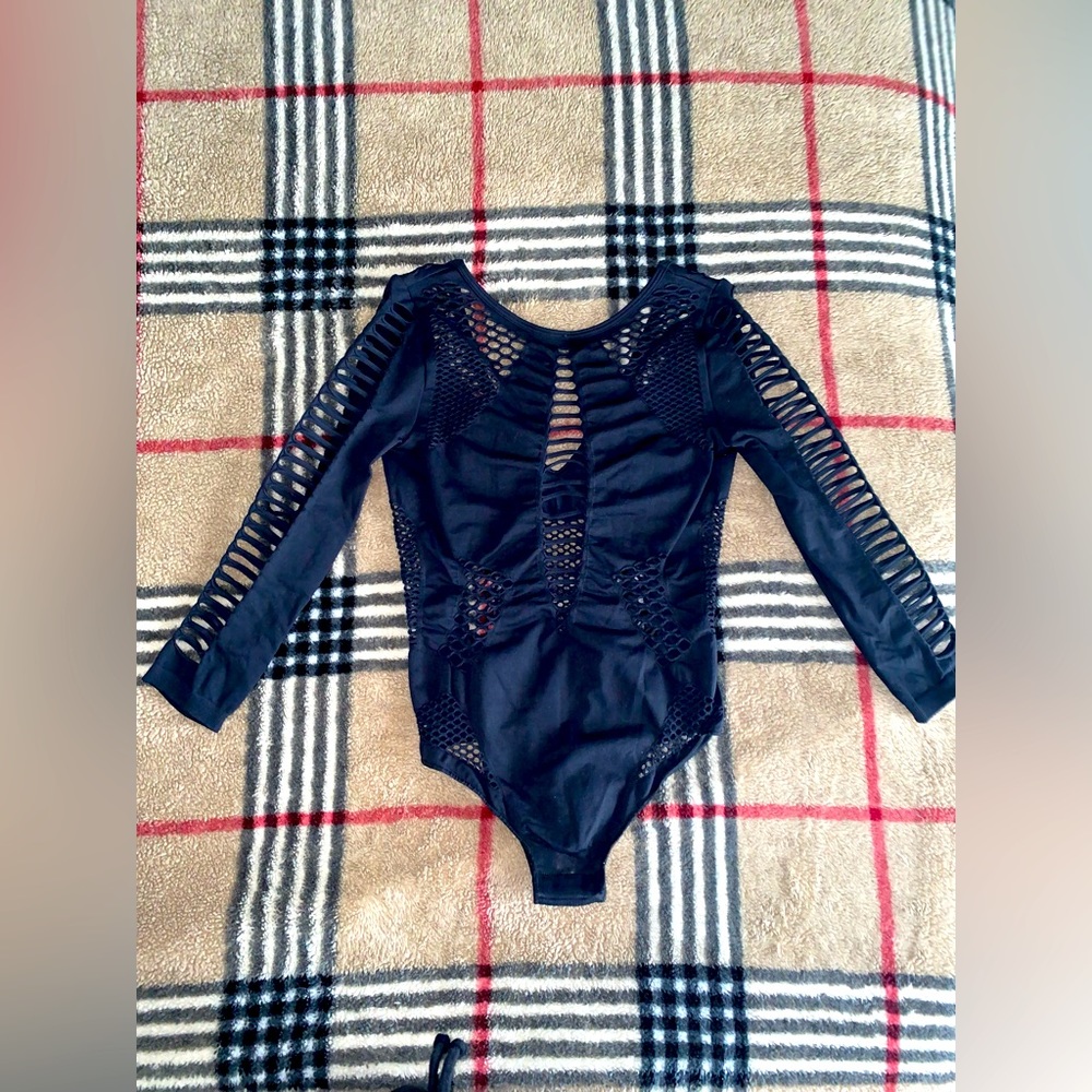 Nicely fitted black Cut out Bodysuit